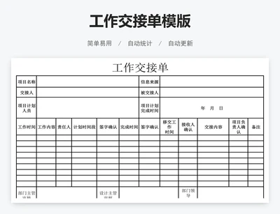 工作交接单模版
