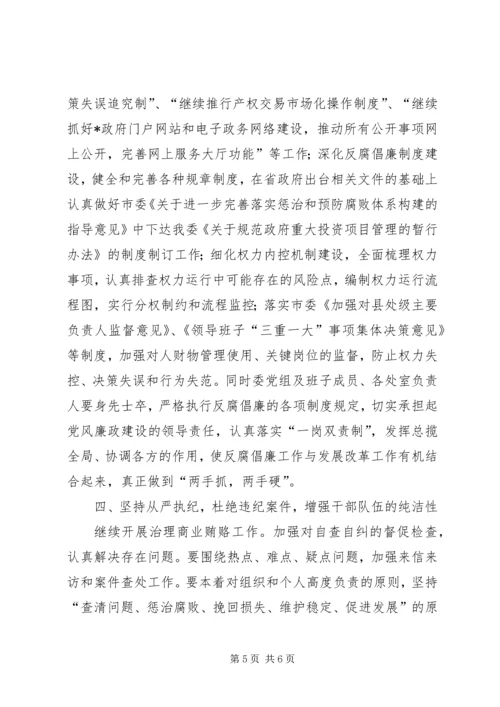 市发改委学习党风廉政建设工作意见.docx