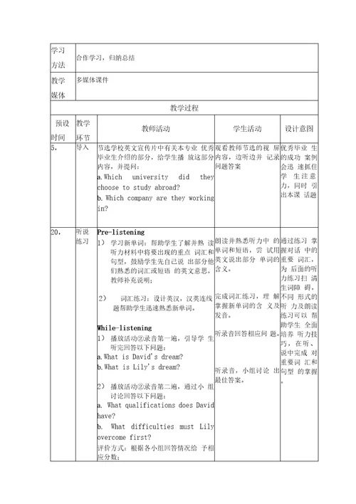 新技能英语基础教程3教学设计unit10