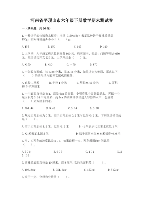 河南省平顶山市六年级下册数学期末测试卷及一套完整答案.docx