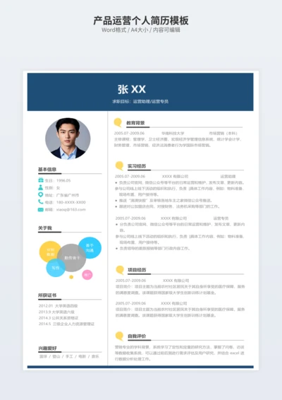 产品运营个人简历模板