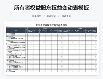 所有者权益股东权益变动表模板