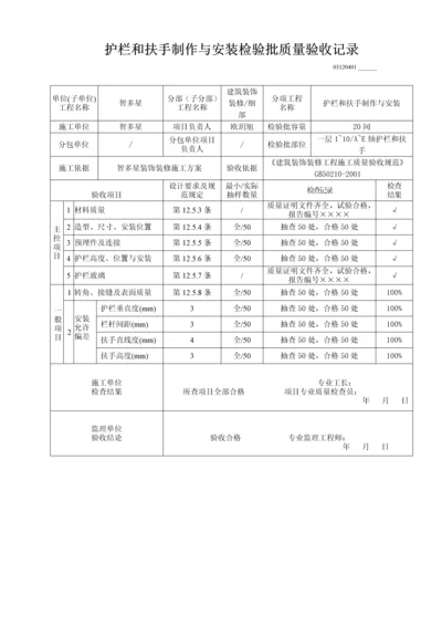 护栏和扶手制作与安装检验批质量验收记录.docx