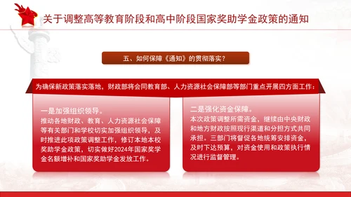 关于调整高等教育阶段和高中阶段国家奖助学金政策的通知全文学习PPT