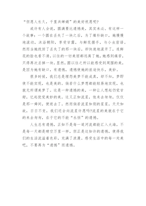 关于缺憾的美议论文600字.docx