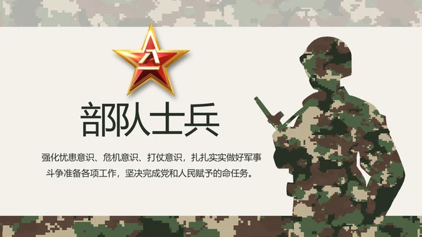 迷彩风八一部队士兵工作总结PPT