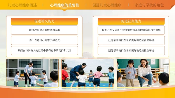 橙色儿童心理健康教育课件模板