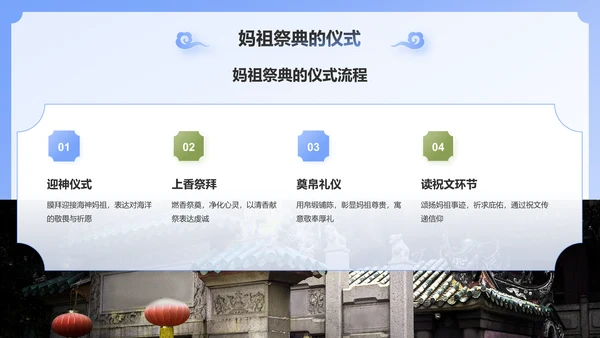 蓝色国潮风妈祖祭奠——非遗文化科普PPT模板