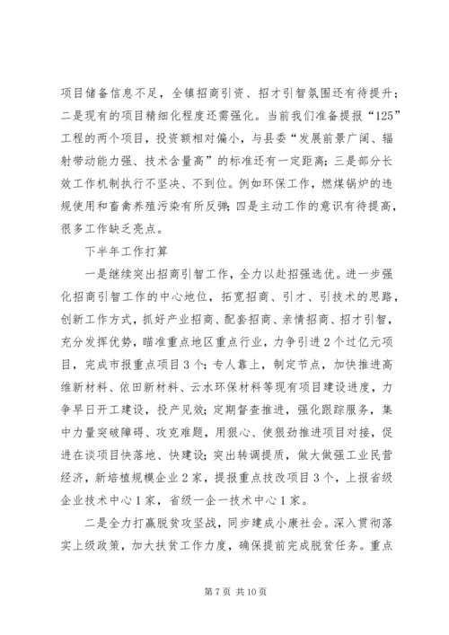 乡镇某年上半年工作总结及下半年打算.docx