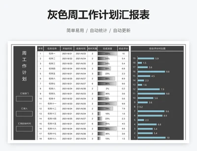 灰色周工作计划汇报表