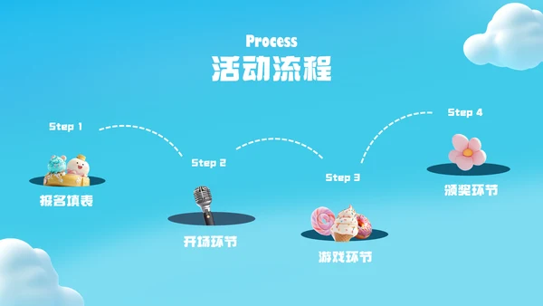 蓝色创意3d儿童节活动策划PPT模板