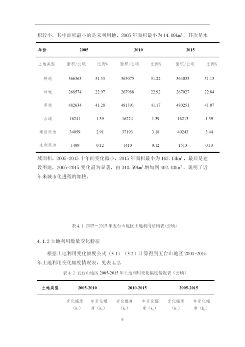 8765527_冯茜_五台山地区土地利用及其对生态环境脆弱性的影响分析_冯茜论文四稿二改.docx