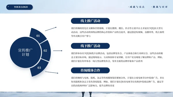 深蓝色商务年度汇报总结通用PPT模板