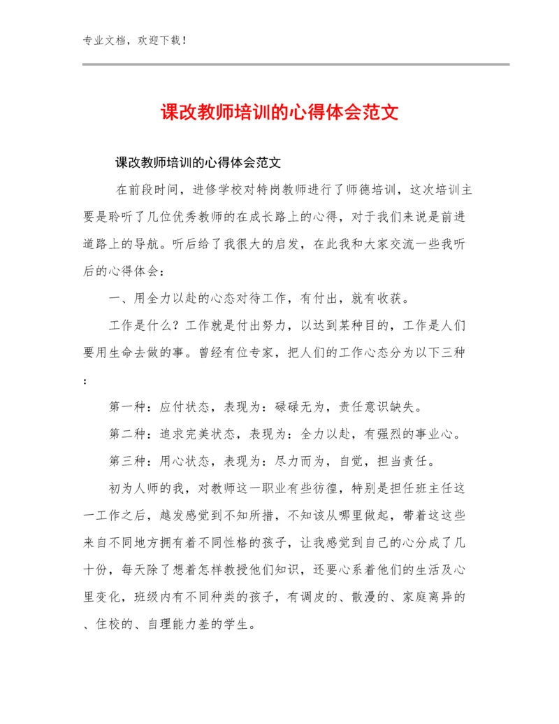 2024课改教师培训的心得体会范文优选范文9篇文档合集.docx