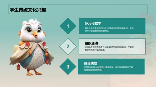 青色中国风生肖鸡文化传承PPT模板