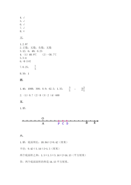 西师大版六年级数学下学期期末测试题及完整答案（典优）.docx