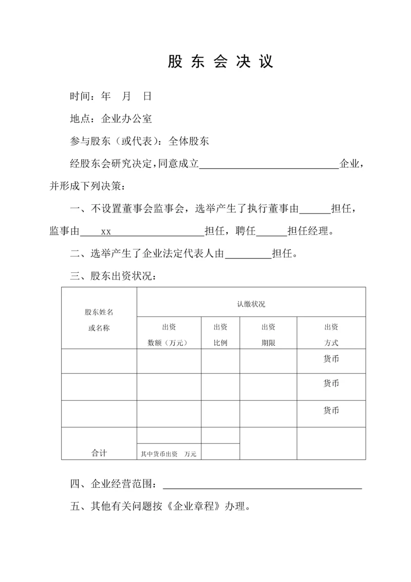 章程股东会决议模板.docx