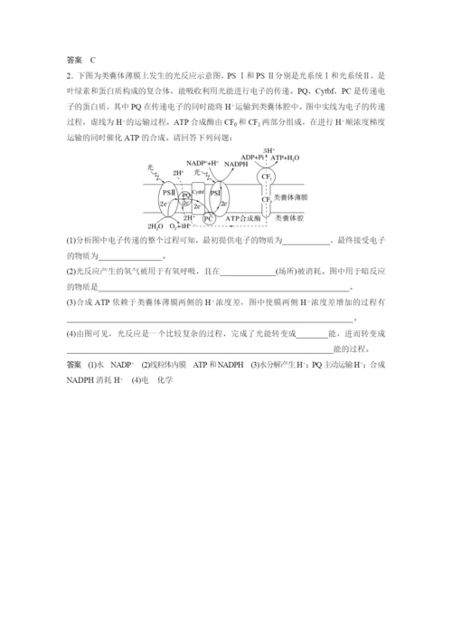 2023届高考生物一轮复习讲义（新人教新高考） 第3单元 解惑练3　光系统及电子传递链.docx