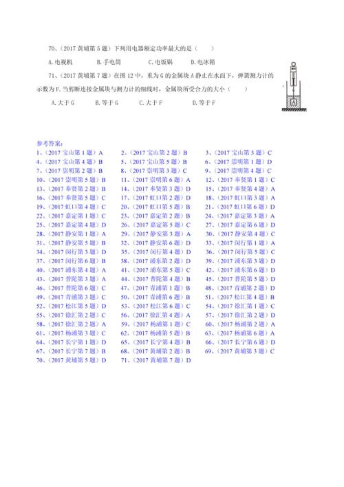 上海九年级中考物理一模选择易错题专题汇编含答案.docx