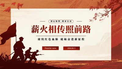 红色党政中国风继承红色精神爱国主义教育PPT模板