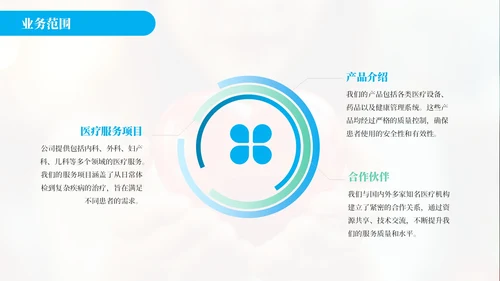 蓝绿色简约风关爱健康医疗服务你我健康医疗公司介绍年终总结PPT模板