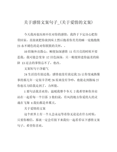 关于感情文案句子关于爱情的文案