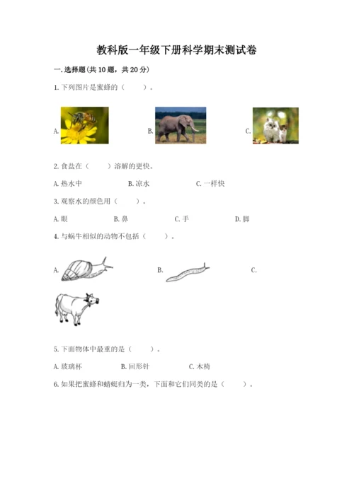 教科版一年级下册科学期末测试卷必考题.docx