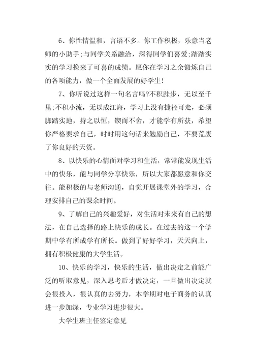 大学生班主任的鉴定评语