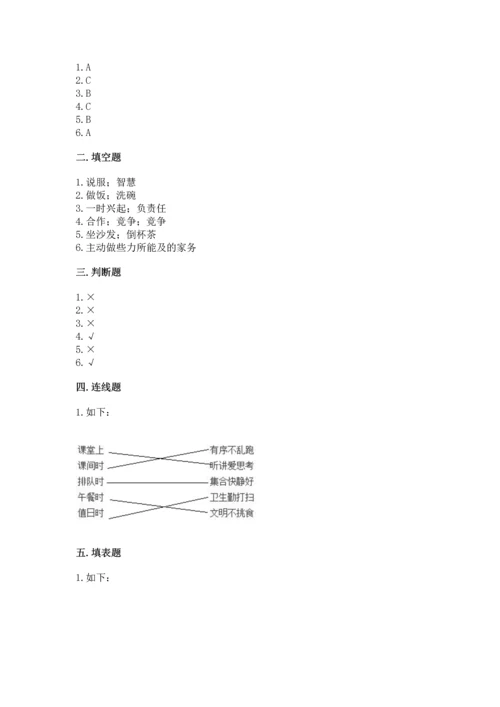 部编版四年级上册道德与法治期中测试卷含答案（b卷）.docx