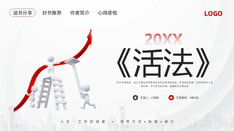 红黑简约3d活法稻盛和夫PPT模板宣传PPT动态PPT读书分享