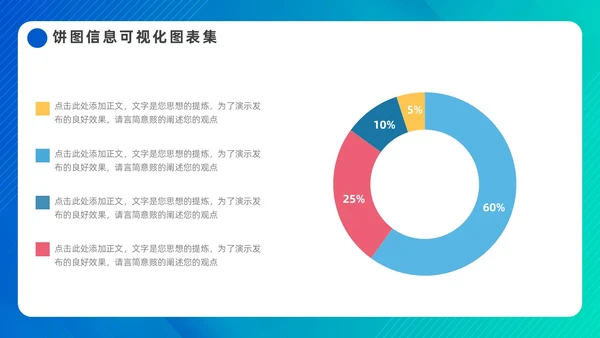 蓝色简约饼图信息可视化图表集PPT
