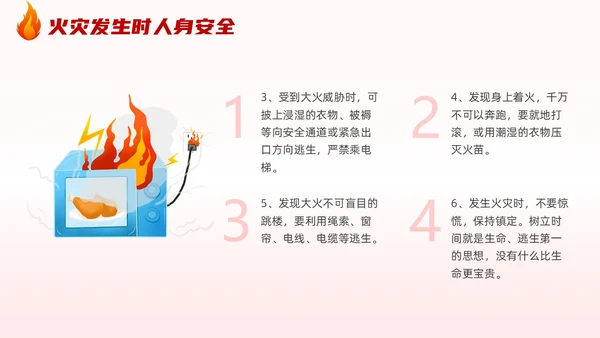 插画风厨房消防安全培训居家安全厨房着火PPT课件
