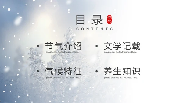 蓝色小清新小雪节气PPT模板