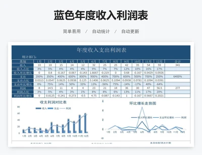 蓝色年度收入利润表