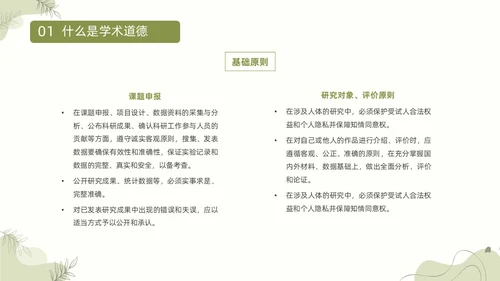 浅绿清新风植物莫兰迪线条形状学术道德与学术规范动态PPT职业道德