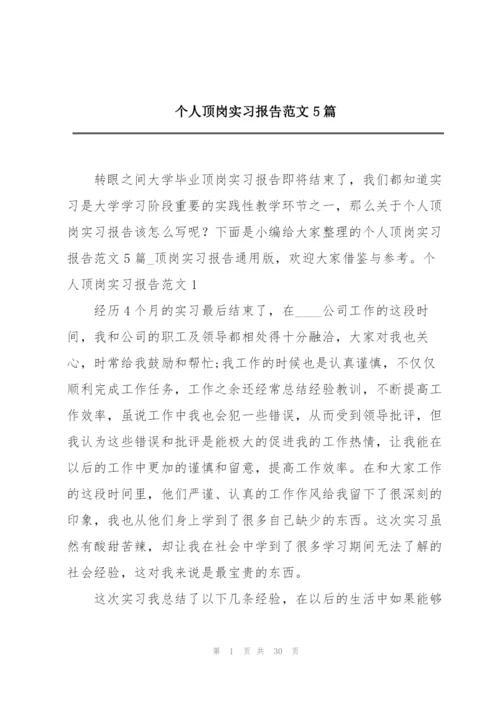 个人顶岗实习报告范文5篇.docx