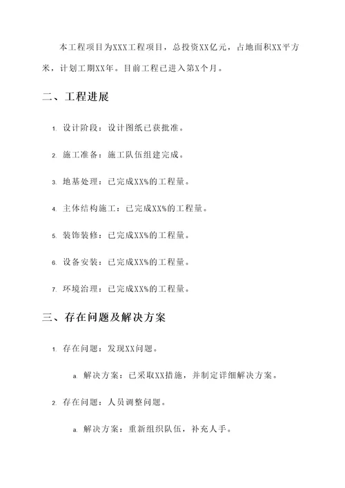 工程项目建设推进情况汇报