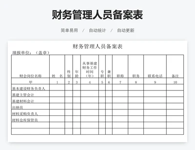 财务管理人员备案表