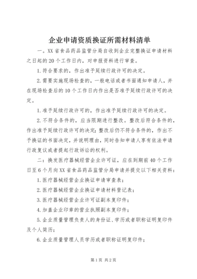 企业申请资质换证所需材料清单.docx