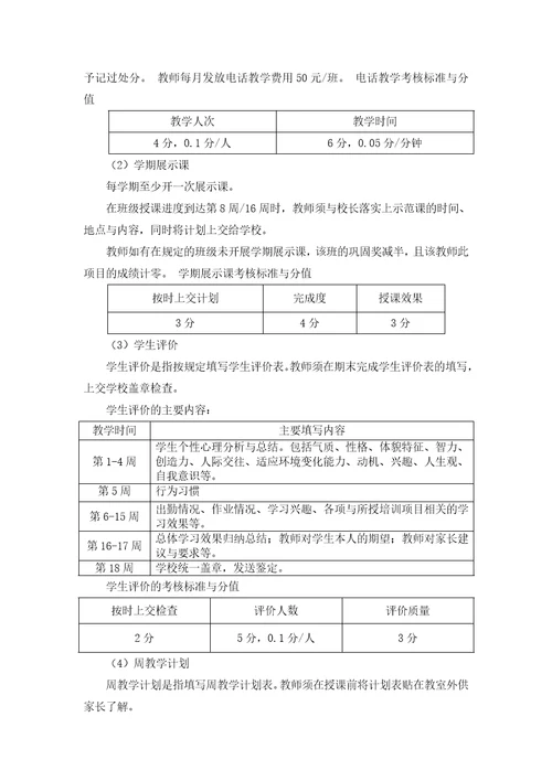 培训学校教师薪酬考核制度