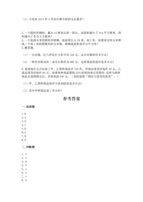 小学六年级下册数学试卷附答案（实用）.docx