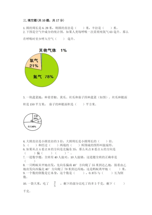 2022人教版六年级上册数学期末测试卷附完整答案（典优）.docx