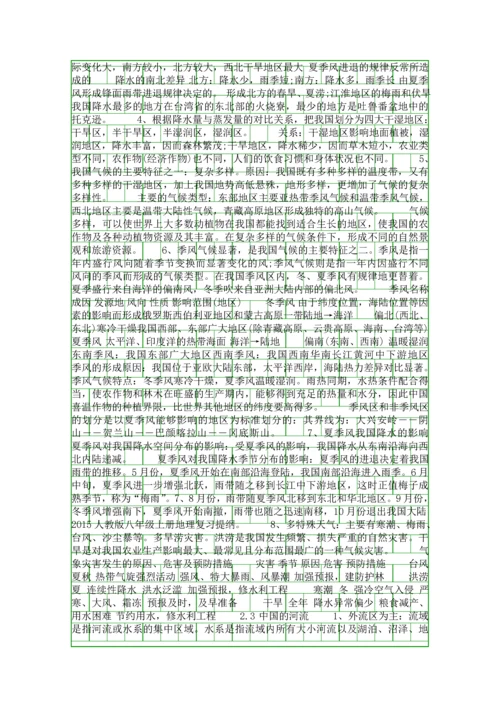 八年级上册地理第2章知识点总结(人教版).docx