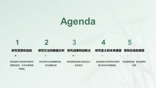 绿色国风语言文学类学科答辩PPT模板