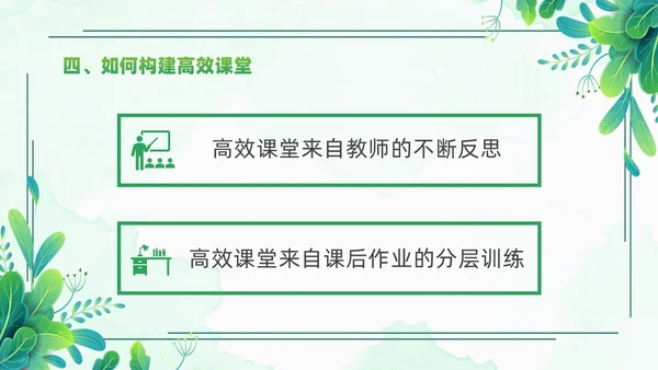 小清新绿色简约构建高效课堂教育课件PPT模板