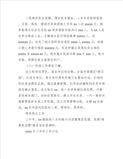 乡镇上半年产业发展工作总结暨下半年工作计划