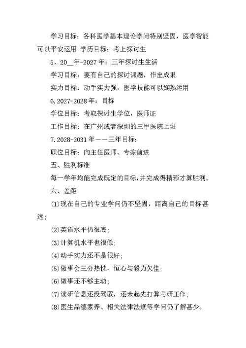 医学生个人职业生涯规划书模板