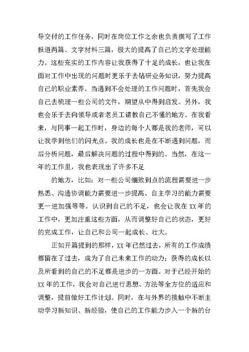 XX度个人工作总结