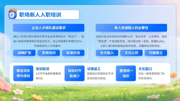 深蓝色3D风职场新人入职培训PPT模板
