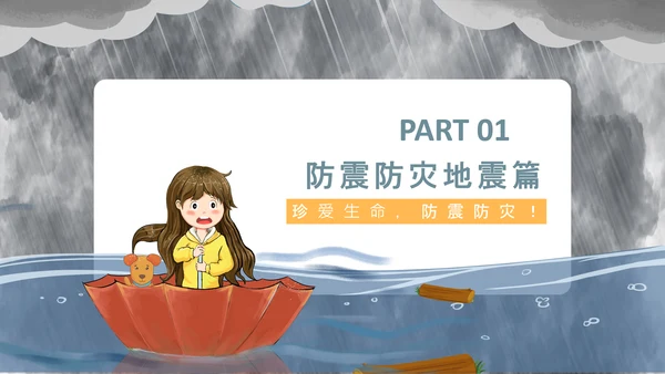 洪水泥石流自然灾害安全教育通用PPT模板